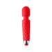 Red silicone large wand vibrator with textured grip and control buttons, featuring a rounded head and silver base.