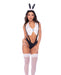 Sexy Bunny 3 pc Set w/Halter Top, Suspender Panty, & Bunny Ear Headband - Black/White S/M