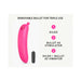 Pink silicone dildo with removable black bullet vibrator for triple use options shown in diagram.