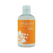 Clear bottle of Sliquid Sizzle natural stimulating lubricant with bright orange label and white floral design.