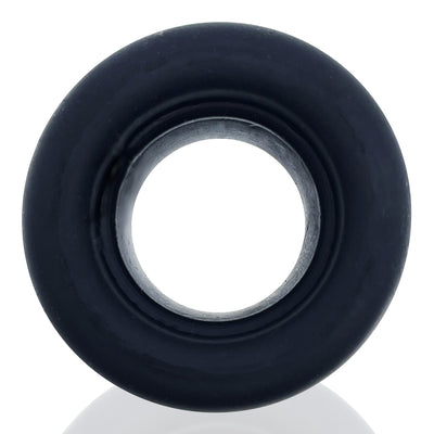 Black silicone hourglass-shaped ballstretcher with smooth matte finish and ergonomic design.