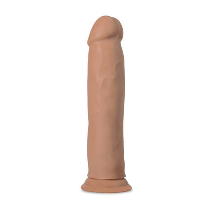 Realistic mocha-colored dildo with suction cup base and detailed texture, standing upright on white background.