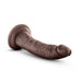Realistic 7-inch dark brown dildo with suction cup base and textured surface for natural feel and flexible use.