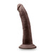 Au Naturel Jack 7 inch realistic dark brown dildo with suction cup base standing upright on white background