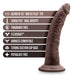 Chocolate brown 7-inch realistic dildo with suction cup base and key features listed including dual density, FlexiShaft, and phthalate-free material.
