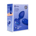 B-Vibe Vibrating Jewel Plug L/XL in blue sapphire with remote control shown on product packaging.