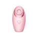 Compact pink triple-action clitoral vibrator with a smooth silicone finish and shell-shaped button.
