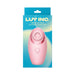 Luv Inc Tv11 pink triple-action clitoral vibrator in retail packaging with blue and yellow gradient background.