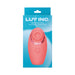 Luv Inc Tv11 triple-action clitoral vibrator in coral pink with ergonomic design on blue packaging background