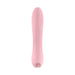 Pink silicone tongue-shaped vibrator with textured surface and power button at the base, designed for targeted stimulation.