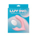 Luv Inc pink insertable panty vibrator with white remote control on blue packaging background