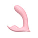 Pink curved insertable panty vibrator with ergonomic design for targeted stimulation, made of smooth silicone.