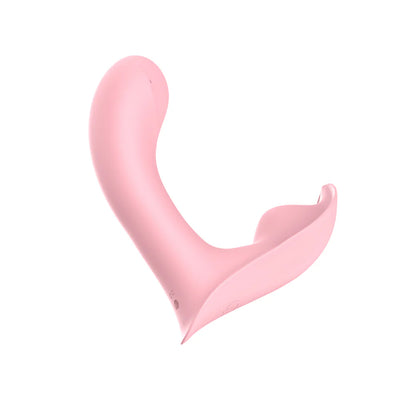 Pink curved insertable panty vibrator with ergonomic design for discreet G-spot stimulation.