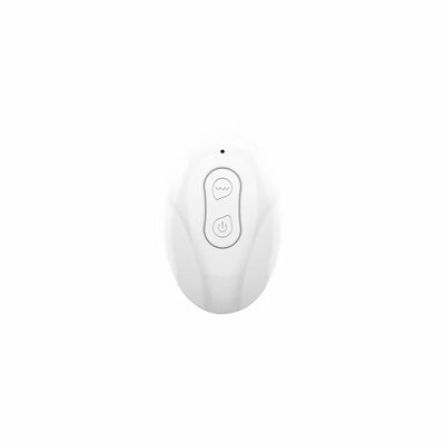 White remote control for Luv Inc Pv71 insertable panty vibrator with power and mode buttons.
