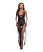 Sheer Desire Lace & Mesh Gown w/High Side Slit - Black S/M