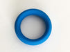 Blue flexible silicone cock ring with smooth finish, designed for comfortable all-day wear and enhanced performance.