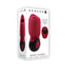 Red and black Gender X Body Kisses suction toy with 7 suction intensities shown on white packaging box.