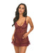 Valentine Lace Babydoll w/Bows & G-Sting - Zinfandel MD
