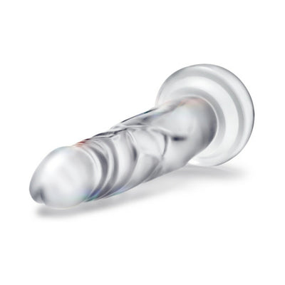 Clear 7-inch B Yours Diamond Crystal dildo with suction cup base and textured surface for enhanced sensation.
