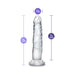 Clear 7.5-inch realistic dildo with suction cup base, 1.5-inch diameter, and detailed texture for enhanced sensation.