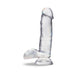 Clear 7-inch realistic dildo with suction cup base and detailed texture for versatile solo or partnered use.