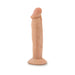 Vanilla-colored 6-inch realistic posable dildo with suction cup base standing upright on white background