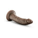 Realistic 7-inch posable dildo in chocolate color with suction cup base, made from soft body-safe material.