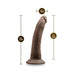 7-inch posable chocolate-colored dildo with suction cup base and detailed texture, shown with size dimensions.