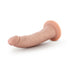 Vanilla-colored 7-inch posable dildo with realistic texture and suction cup base on white background.