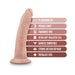 Vanilla-colored 7-inch posable dildo with suction cup base and key features listed beside it.
