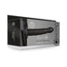 Packaging box of Ouch! Hollow Strap-On in twisted black design, 8-inch length with adjustable waistband.