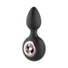 Black silicone anal plug with rose gold metal ring and ergonomic shape, designed for gender fluid use.