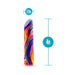 Compact 4-inch vibrator with vibrant rainbow swirl design and smooth satin finish, measuring 0.9 inches in width.