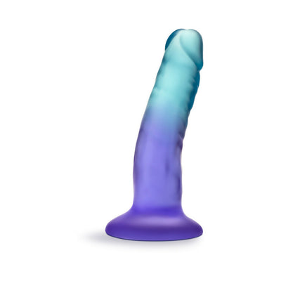 B Yours Morning Dew 5-inch dildo in sapphire gradient with suction cup base for hands-free use