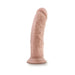 Vanilla-colored 8-inch posable dildo with realistic texture and suction cup base on white background.