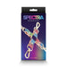 Spectra Bondage Hogtie in rainbow colors with gold-tone hardware on dark gradient packaging.