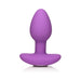 Vibrant violet silicone butt plug with wide base and smooth, tapered design for comfortable use.
