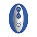 Blue and silver oval remote control with power and mode buttons for Forto Thumping Anal Vibrator