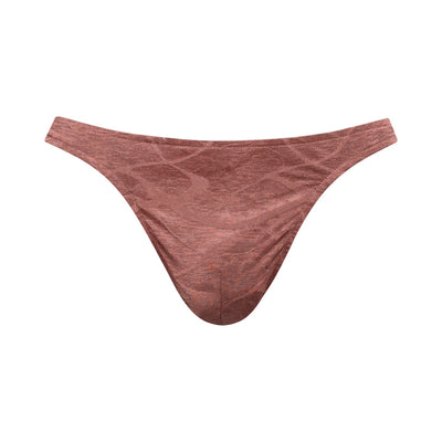 Mauve Male Power Inter-mingle Bong V Thong with contoured pouch and embossed tone-on-tone stretch fabric design