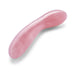 Smooth curved rose quartz crystal G-spot wand with a bulbous tip for precise internal stimulation.