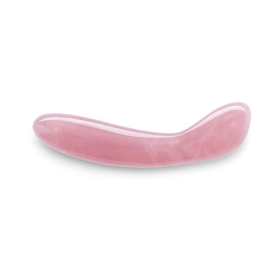 Rose quartz Le Wand Crystal G-wand with a curved, polished design for precise G-spot stimulation.