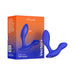 Blue We-Vibe Vector+ prostate massager with adjustable design shown next to its orange and blue packaging box.