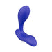 Blue adjustable-fit prostate massager with ergonomic shape and dual stimulation design by We-Vibe Vector+ Prostate Massager.