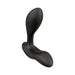 Black adjustable-fit prostate massager with curved design and textured base for dual stimulation and comfort.
