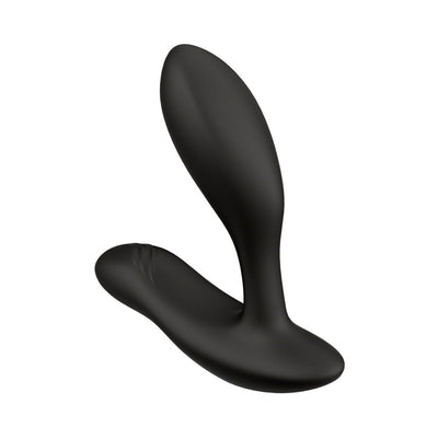 Black adjustable-fit prostate massager with dual curved arms made of smooth body-safe silicone.