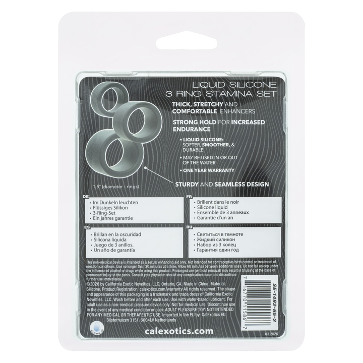 Alpha Liquid Silicone 3 Ring Stamina Set Black