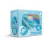 Blue Unihorn Mount'n Peak mini unicorn vibrator in decorative box with rainbow and stars design.