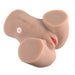 Dual-entry realistic vibrating and sucking masturbator with soft TPR material and remote control, shaped like buttocks.
