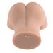 Realistic dual-entry masturbator with sculpted buttocks in flesh tone, shown from the bottom view.