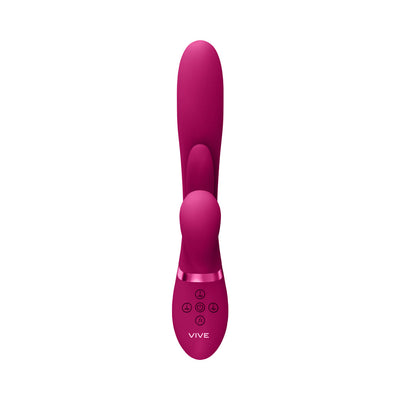 Magenta Vive Kura rechargeable silicone vibrator with ergonomic design and control buttons on handle.